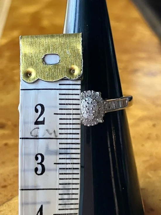 Natural White Diamond Sterling Silver Ring Size 6 - Picture 6 of 9